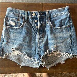Levi's Light Blue Distressed Jean Shorts